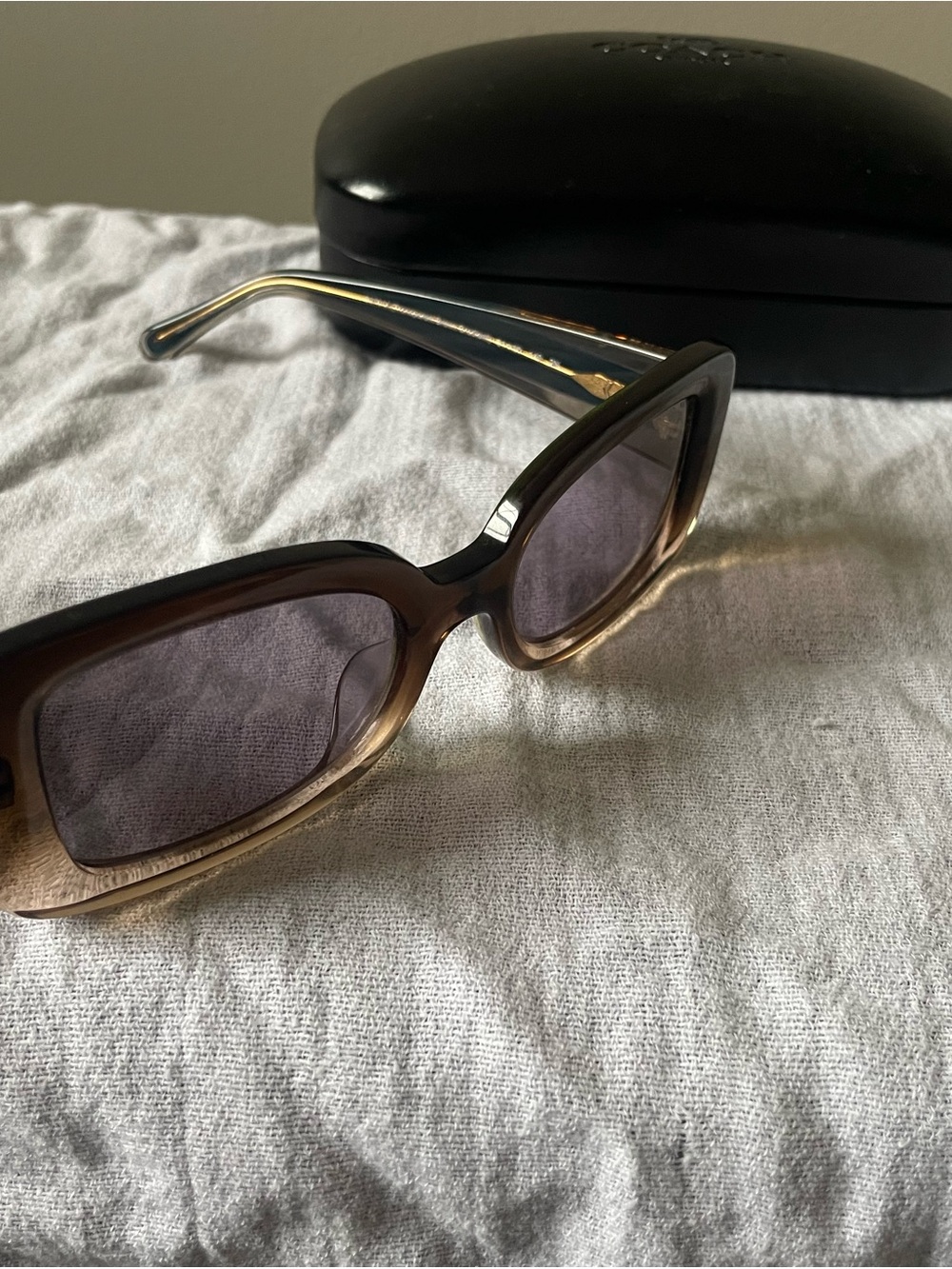 Coach Rectangular Blue Gradient Brown Sunglasses